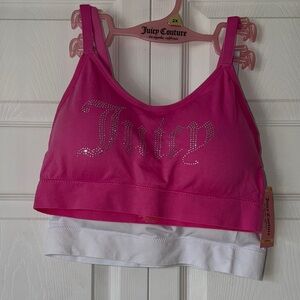 Juicy Couture Hot Pink and White Sports Bra Set